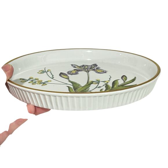 Spode stafford flowers tart baking dish iris & sphaerolibium 7" quiche plate - Picture 3 of 10